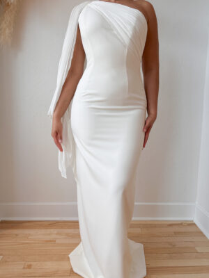 Hera by Sarah Seven - Grecian one shoulder floor length wedding dress Ottawa