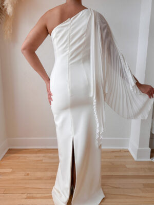 Hera Back by Sarah Seven - Grecian one shoulder floor length wedding dress Ottawa