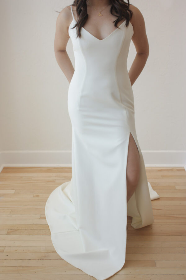 Carey by Sarah Seven Sample Crepe Wedding Dress Ottawa