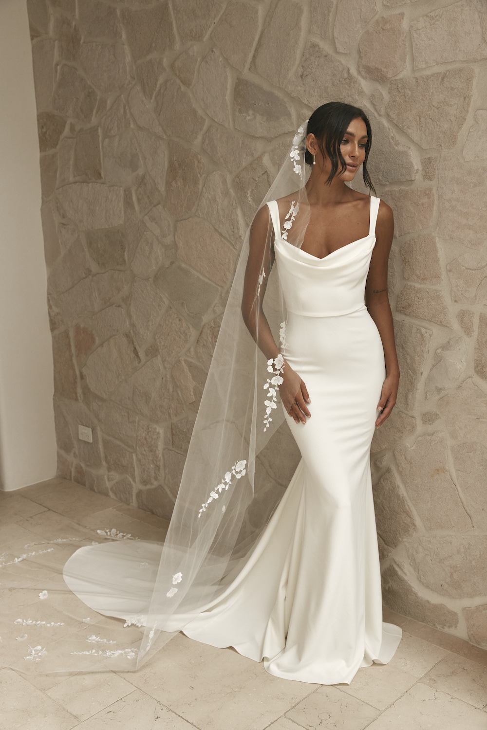 Grace Loves Lace designer wedding dresses - Grace Gown Crepe Classic Trendy Cowl Thick Straps Fit to Flare Revelle Bridal Ottawa