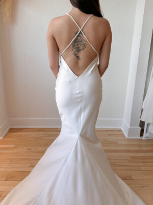 Cora Back Sarah Seven Sample Wedding Dress Silk Satin Slip dress Ottawa