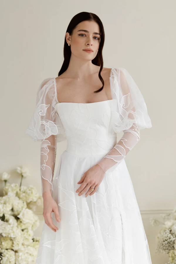 Truvelle Simone Sleeves - Puff Sleeves Wedding Dress