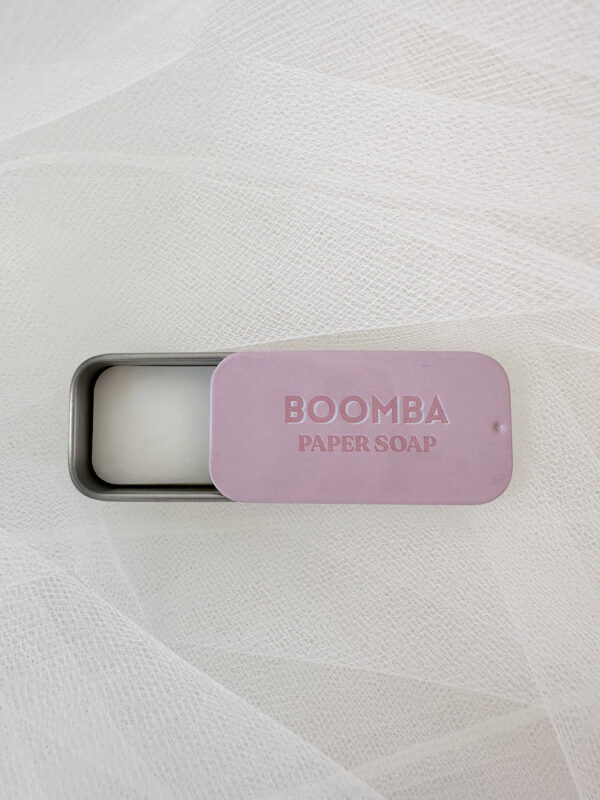 Boomba Paper Soap open tin