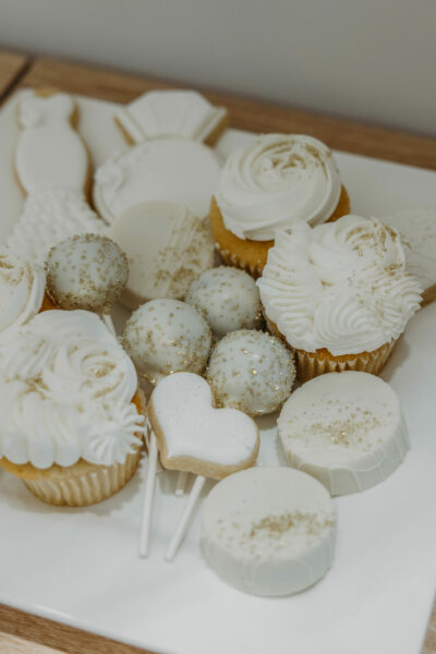 Treats cupcakes cookies and cake pops for Luxe bridal consultation Ottawa